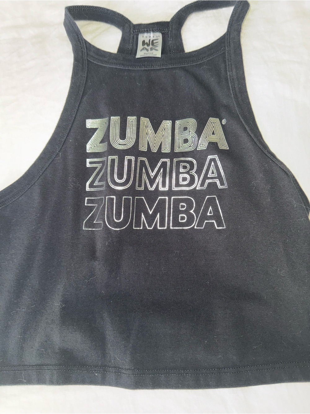 Zumba Fitness Black Crop Tank with Metallic Logo